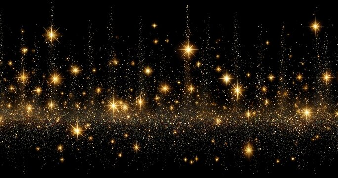 Sparkling gold lights on black background - Powered by Adobe