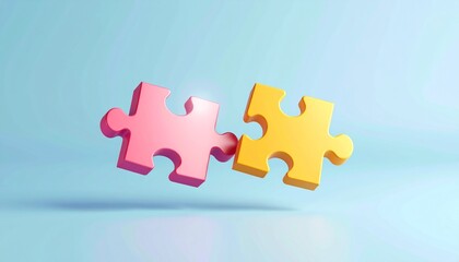 Fototapeta premium Anime-style 3D puzzle sculpture symbolizing communication 