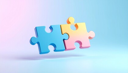 Obraz premium Anime-style 3D puzzle sculpture symbolizing communication 