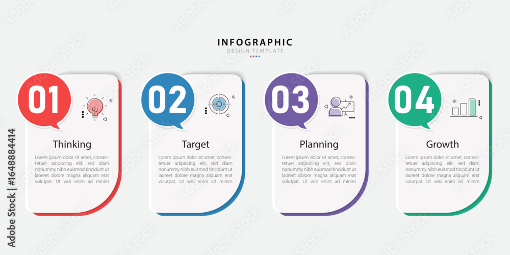 Poster infographic template. 4 step timeline journey, flat simple infographics design template. presentatio