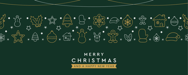 merry christmas card with seamless decoration vector illustration