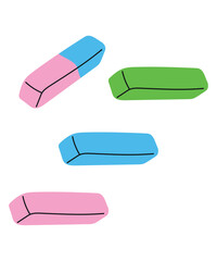 Flat Design Illustration with Rubber with Three Colors at Doodle Style 