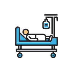 Patient lying on hospital bed receiving treatment in healthcare setting  