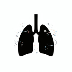 Stylized black lungs with colorful particles and abstract design  