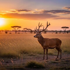 antelope at sunset