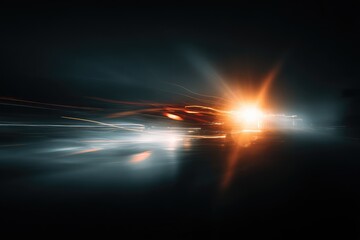 Blurred motion of light trails on a dark background