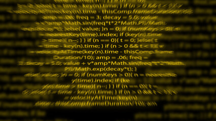 Blurry Yellow Digital Code Background With Red Radar Elements