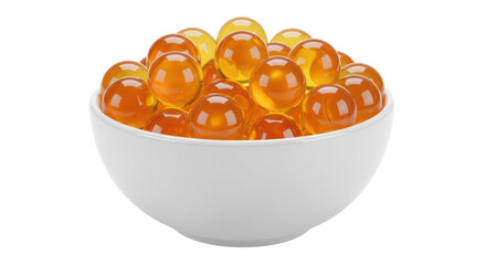 Isolated Bowl of Fish Oil Capsules