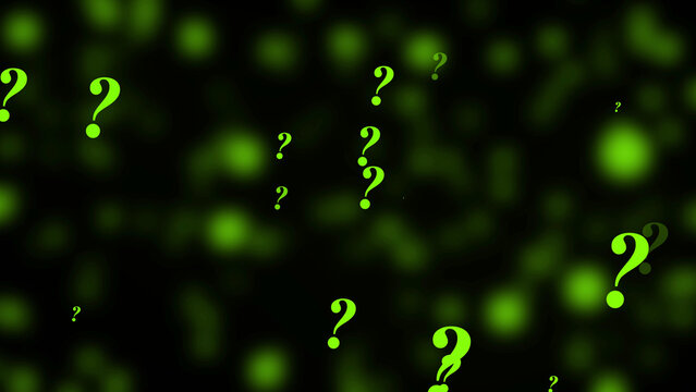 Bright Green Question Marks With Blurred Green Lights