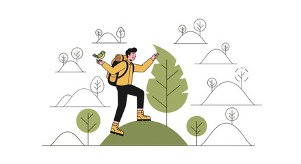 Adventurous Hiker Connecting With Nature During An Inspiring Outdoor Excursion