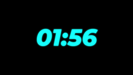 Cyan Neon Digital Clock Displaying 01:56 time