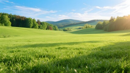 Fototapeta premium 햇살가득한푸른잔디밭풍경