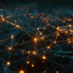 Obraz premium Global network connection, data flow, dark background, digital communication, tech illustration