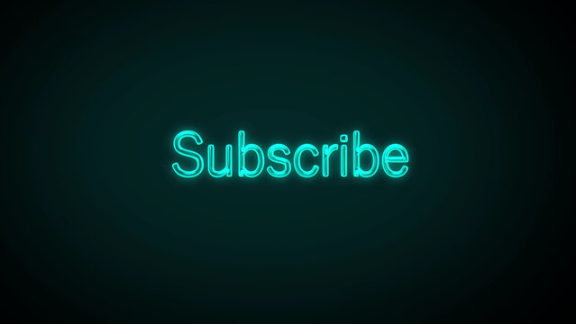 Cyan Neon Subscribe Text on Dark Background glowing - Powered by Adobe