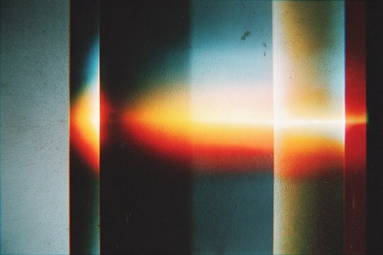 Vintage film strip with vibrant color bleed
