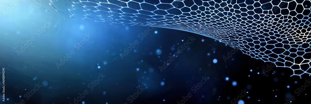 Aufkleber abstract carbon-texture background with hexagonal grid and blue-black gradient, central dark space w