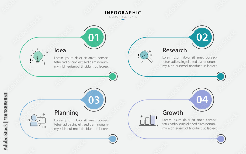 Aufkleber infographic template. 4 step timeline journey, flat simple infographics design template. presentatio