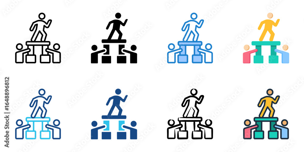 Poster bridge of diversity icon set multiple style collection