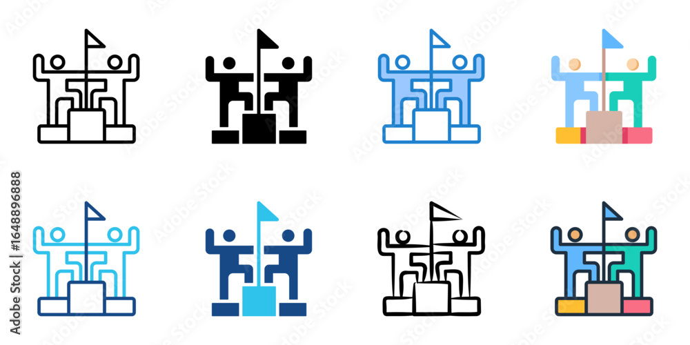 Poster collaborative excellence icon set multiple style collection