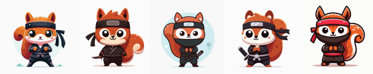 squirrel vector in ninja costume
