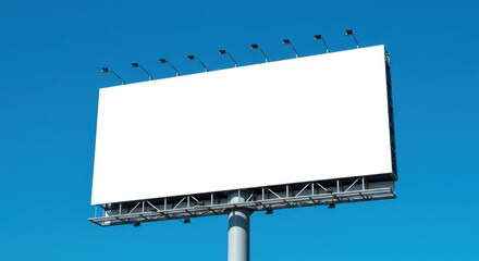 Blank billboard advertising space urban setting digital content clear sky eye-level view marketing opportunity