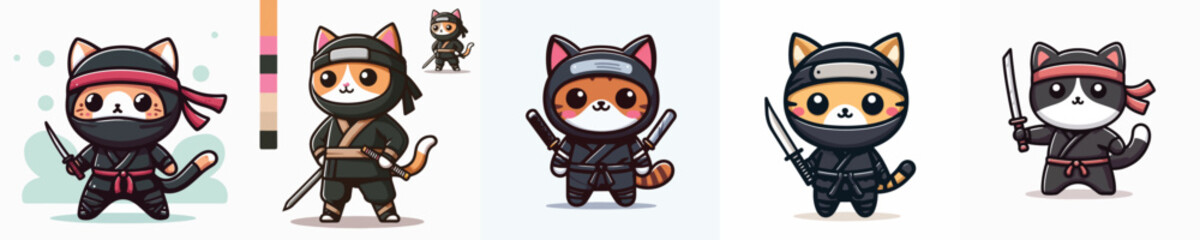 ninja costume cat vector