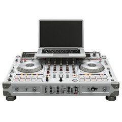 Obraz premium Professional DJ Mixer and Turntables Cut Out PNG for Music and Party Design