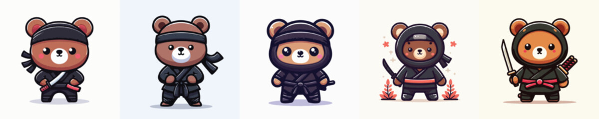 Obraz premium ninja costume bear vector