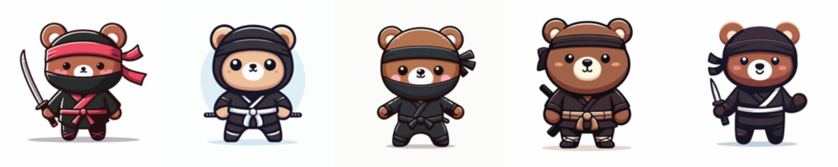 Obraz premium ninja costume bear vector