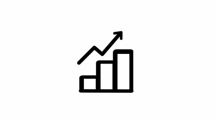Hand drawn bar chart with upward arrow on white background
