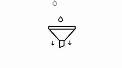 Icon of a funnel with dripping liquid and arrows filter