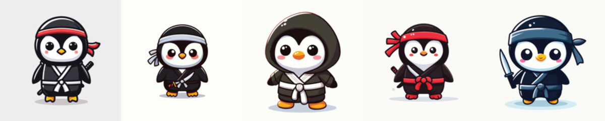 penguin vector in ninja costume