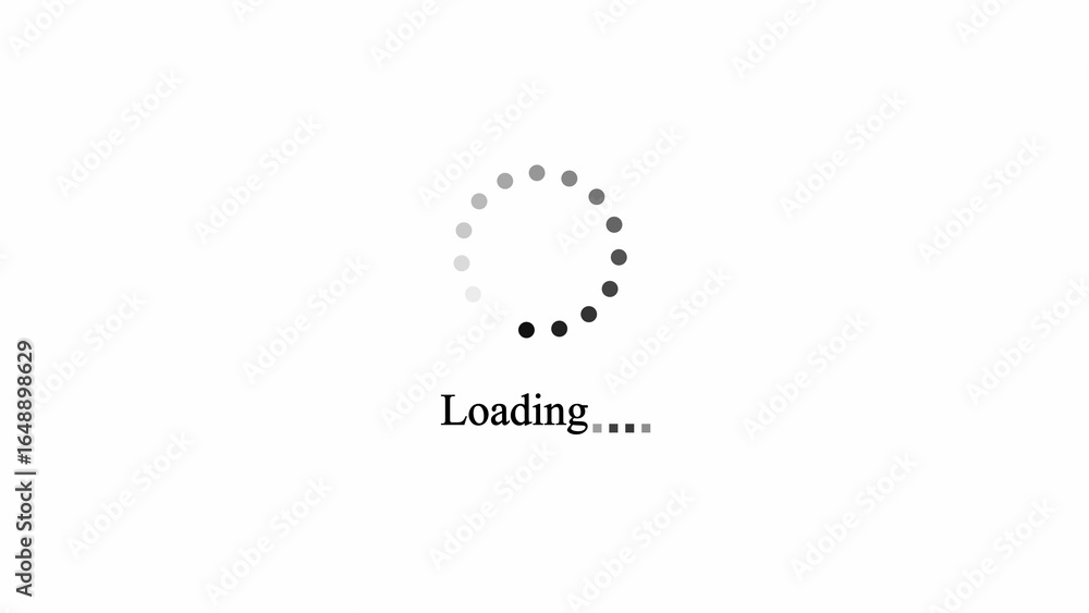 Poster loading spinner and text on white background progress indicator