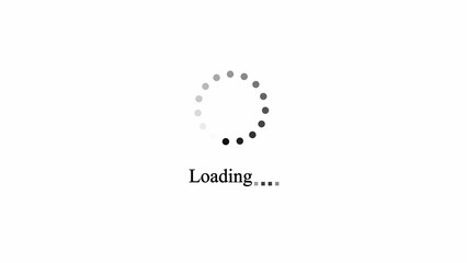 Loading spinner and text on white background progress indicator