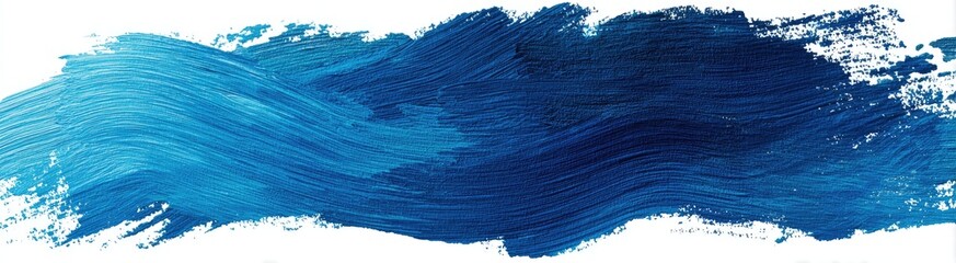 A bold, horizontal swathe of vibrant blue paint, applied with a textured brushstroke.  The paint is applied in a way that suggests movement or water.