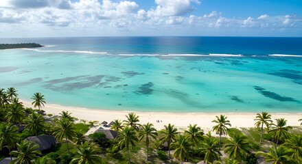 tropical beach with palm trees