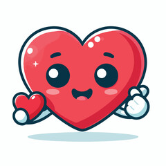 Cute Valentine heart mascot with smile