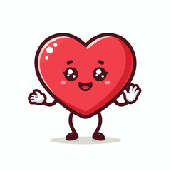 Cute Valentine heart mascot with smile