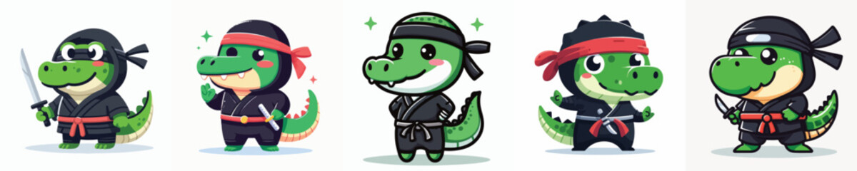crocodile vector in ninja costume