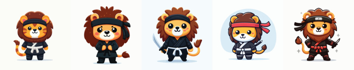 Fototapeta premium lion vector in ninja costume