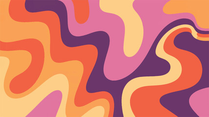 Retro Wavy Abstract Background with Orange Purple Pink and Cream Tones for Digital Art and Design Projects