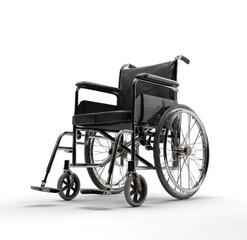 Fototapeta premium Black wheelchair against white background