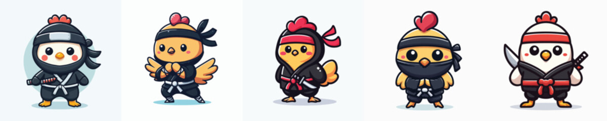 ninja costume chicken vector