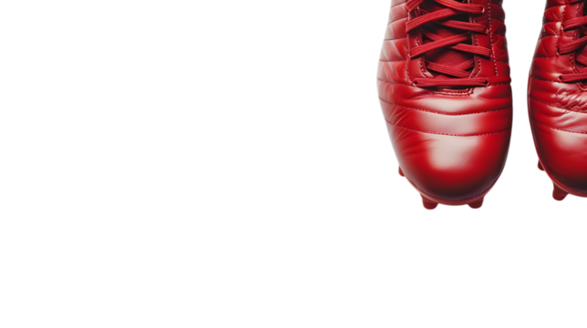Red soccer cleats football boots for professional players sports equipment footwear athletic gear shoes on transparent background