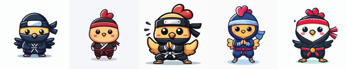 ninja costume chicken vector