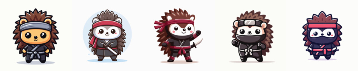 hedgehog vector in ninja costume