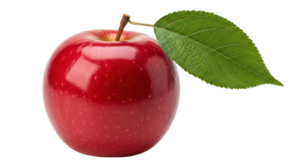 Isolated Red Apple with Leaf