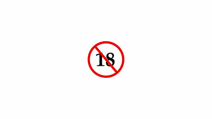 Prohibition symbol with number 18 on white background