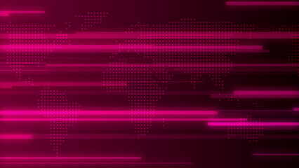 Pink Digital World Map with Fast Data Lines global