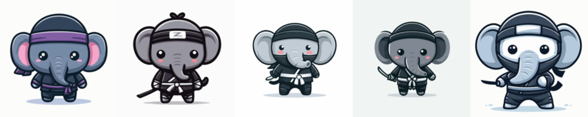 elephant vector in ninja costume